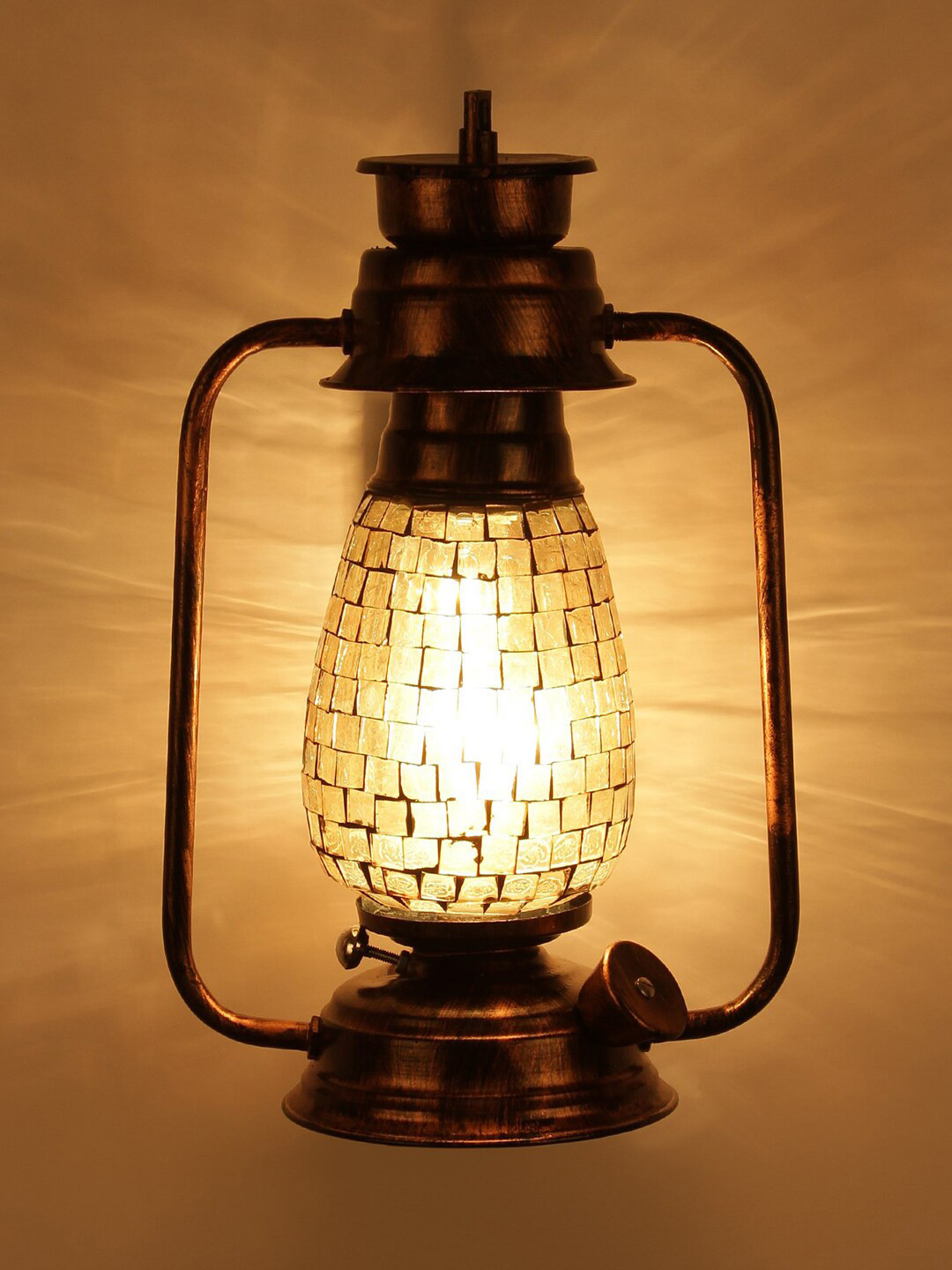 Devansh Silver-Toned & Copper-Toned Textured Traditional Wall Lantern