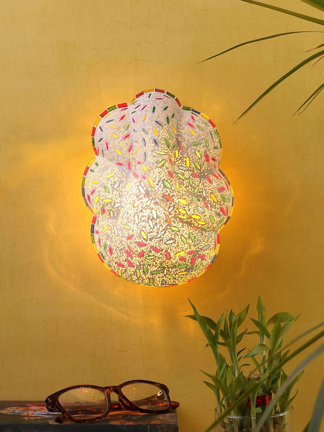 Devansh Multicoloured Self Design Traditional Ganesh Ji Flush Mount Lamp