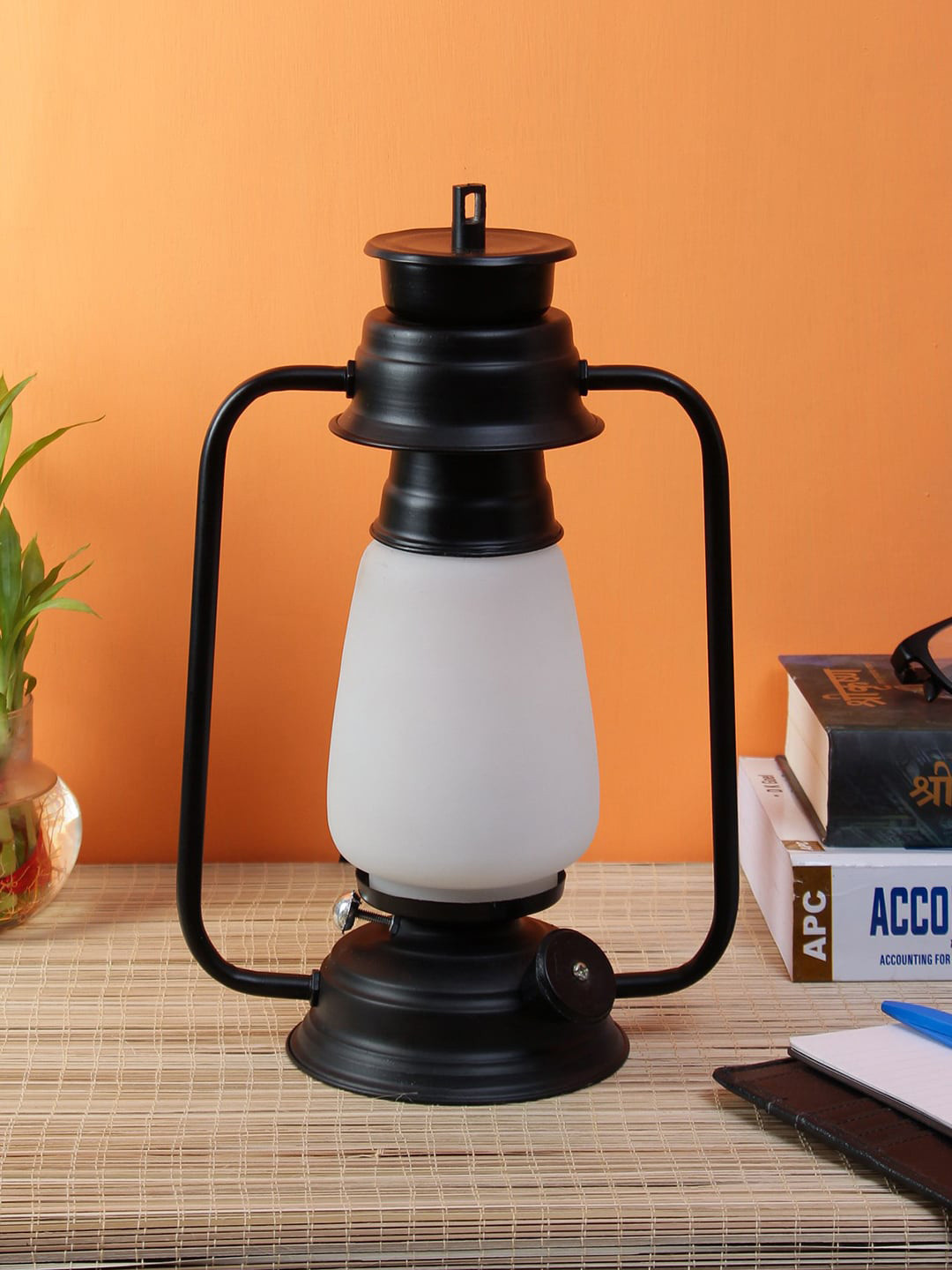Devansh Black & White Solid Contemporary Table Lantern