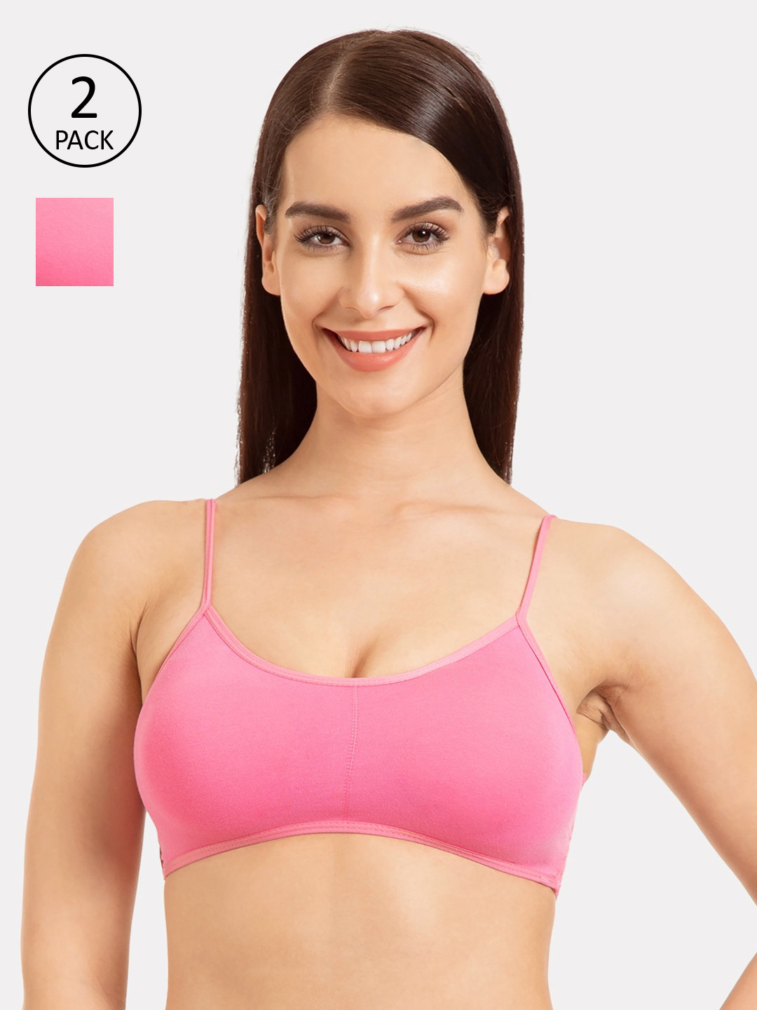 Tweens Pink Solid Non-Wired Lightly Padded Everyday Bra TW-9280-2PC-BPK-34B