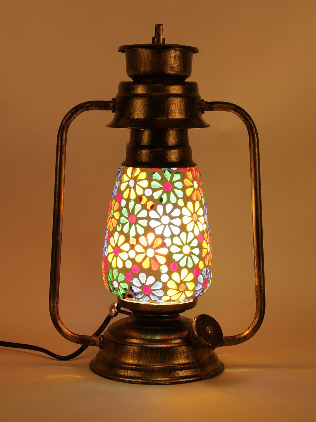 Devansh Multicoloured Textured Contemporary Mosaic Lantern Table Lamp