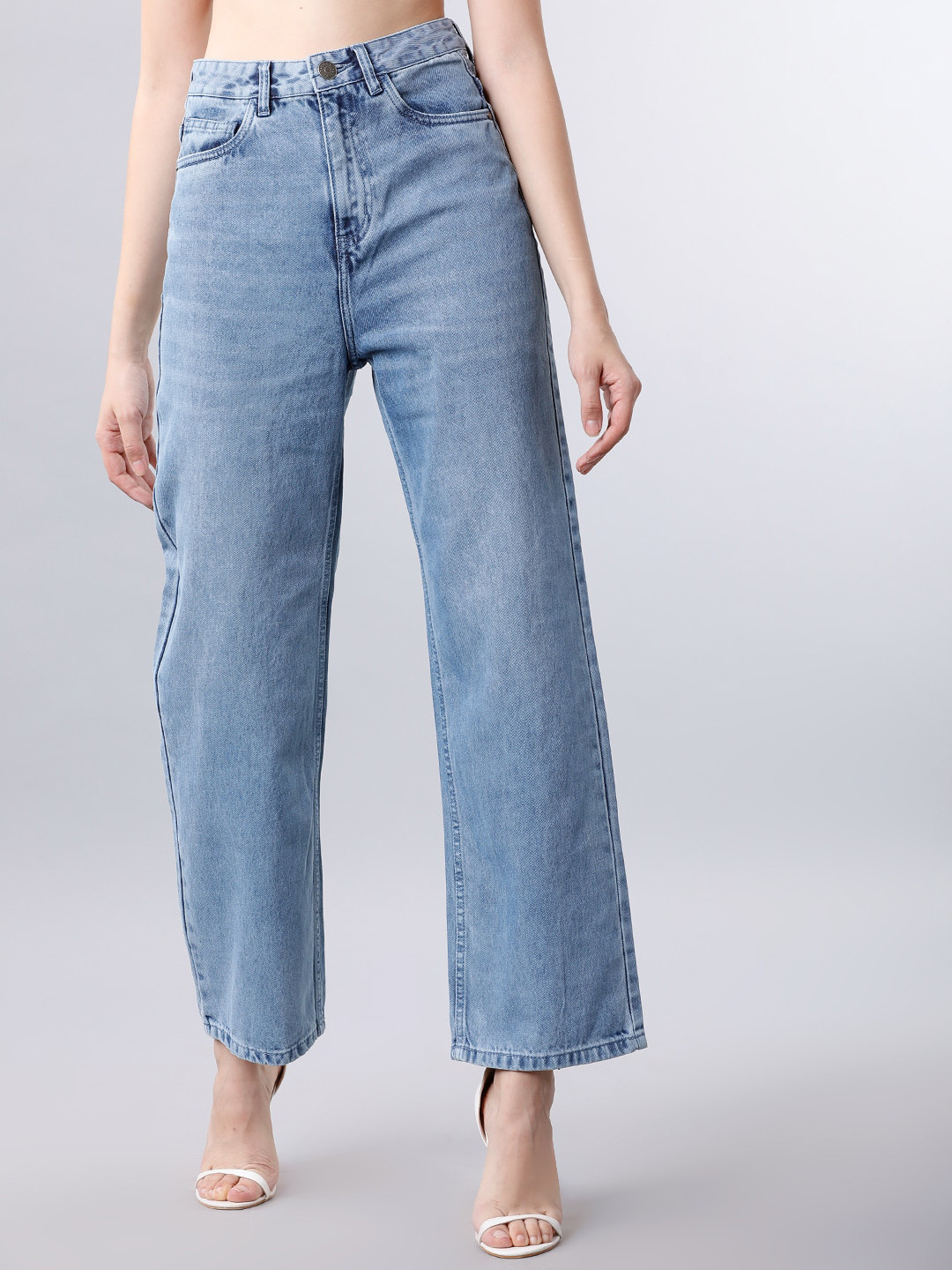 Basics By Tokyo Talkies Women Blue Flared High-Rise Clean Look Jeans