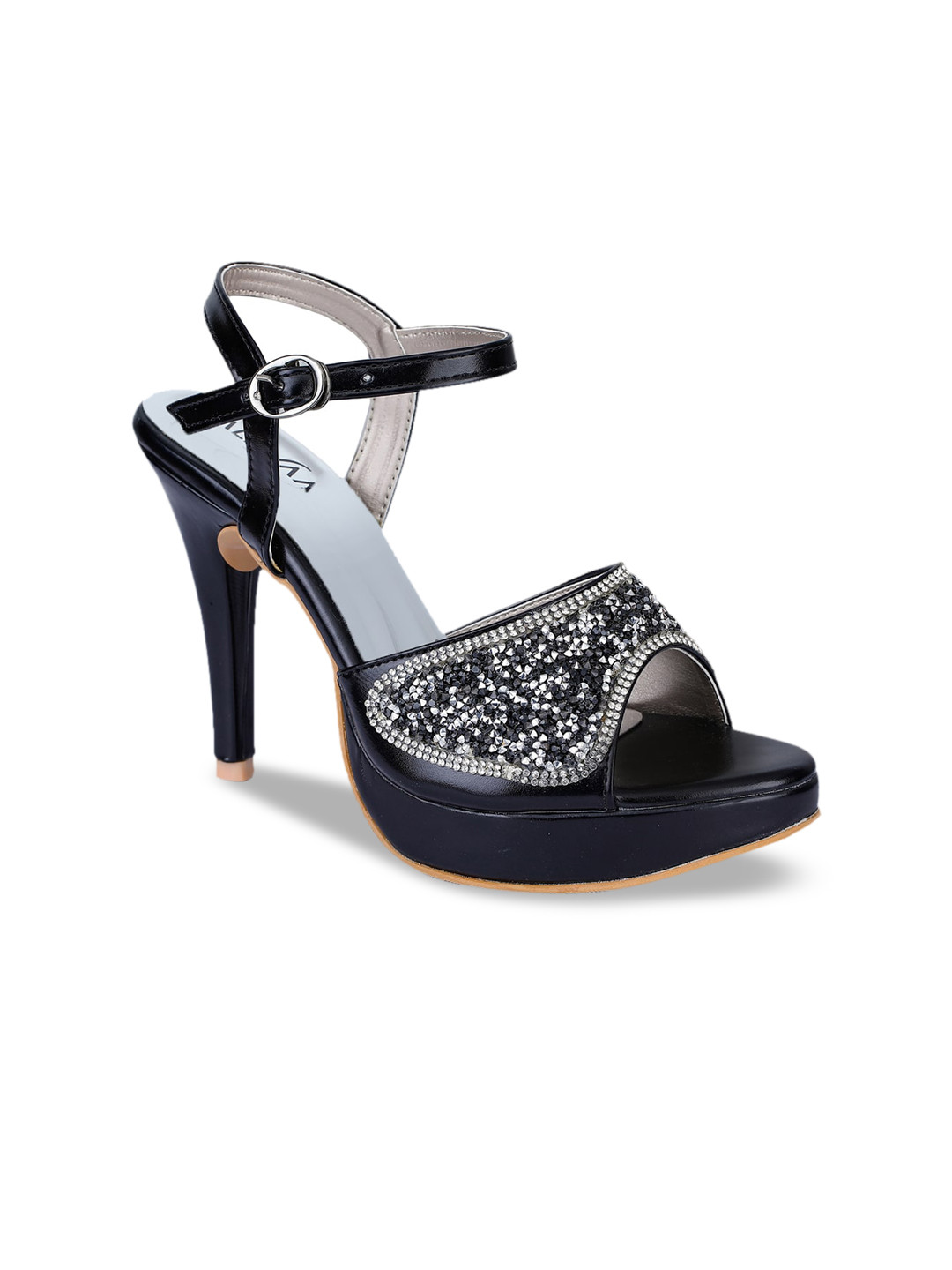 VALIOSAA Women Black Embellished Stilettos