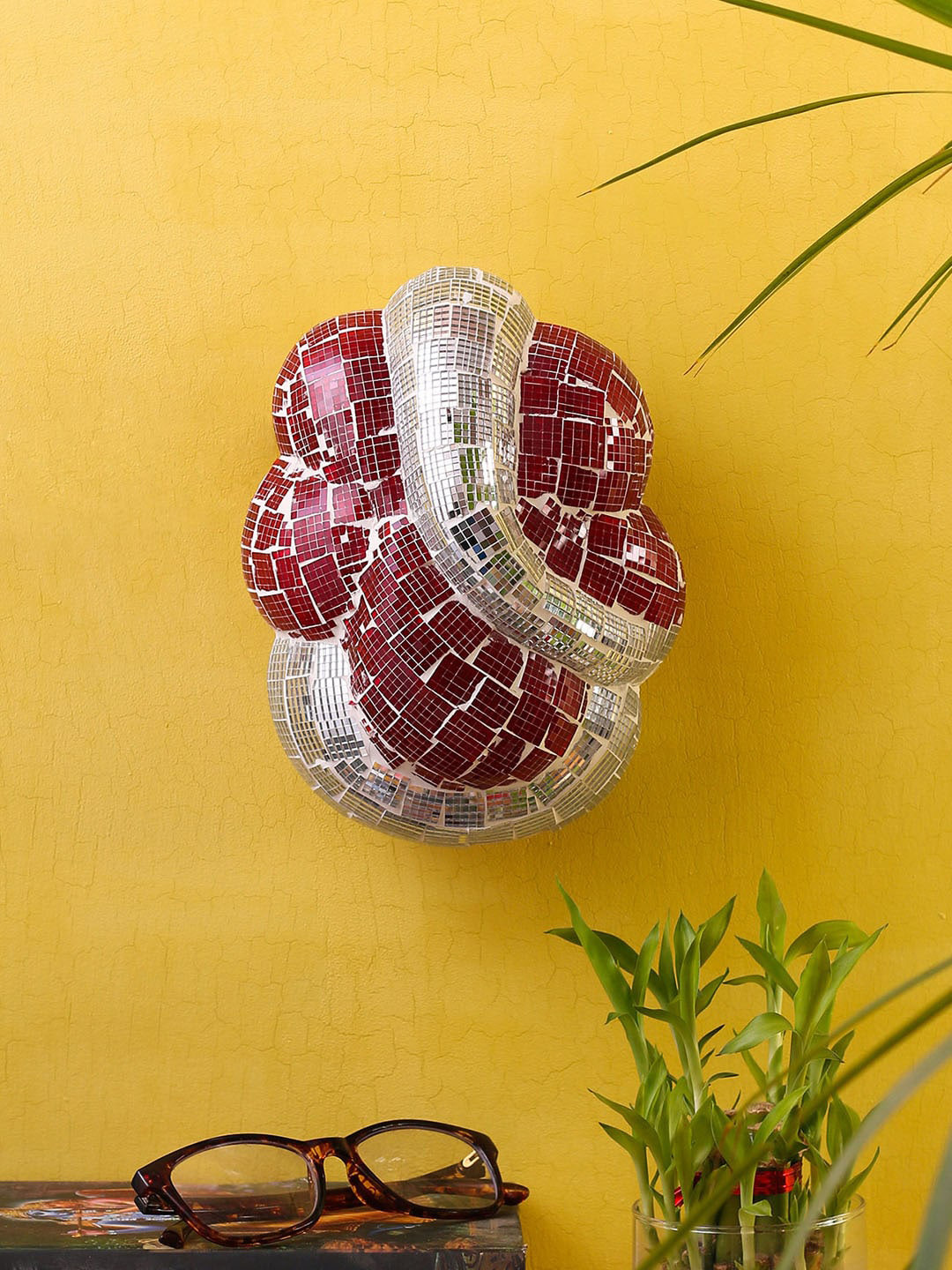 Devansh Red Textured Ganesh Ji Contemporary Flash Mount Light