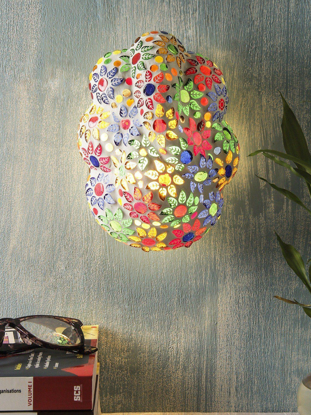 Devansh Multicoloured Ganesh Ji Traditional Flush Mount Lamp