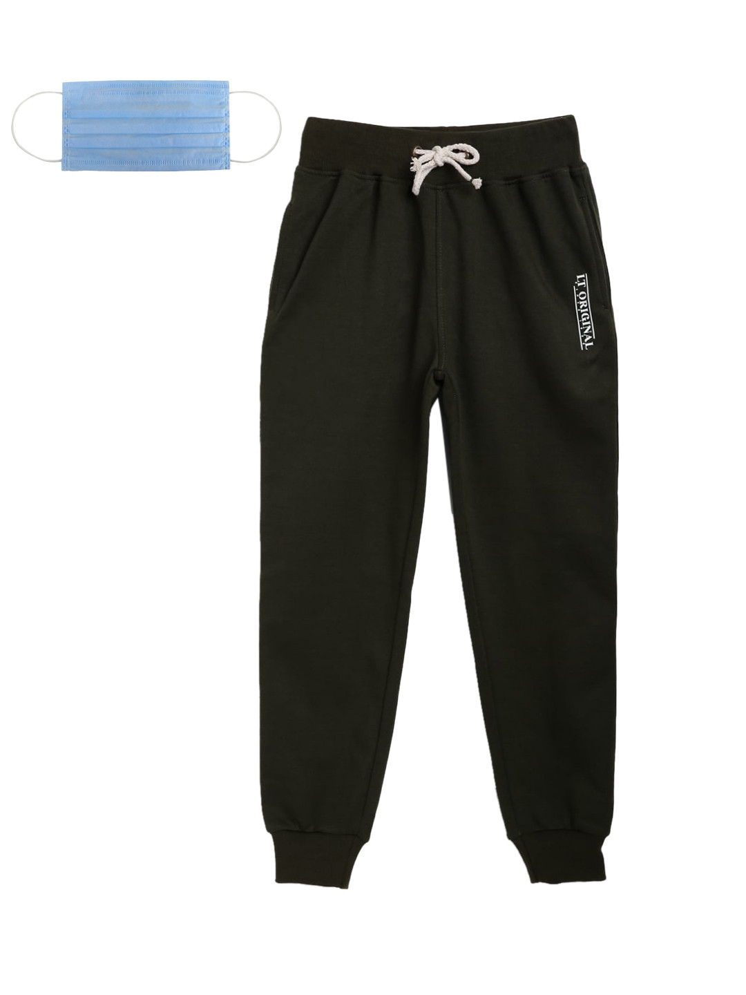 Lil Tomatoes Boys Olive Green Solid Joggers