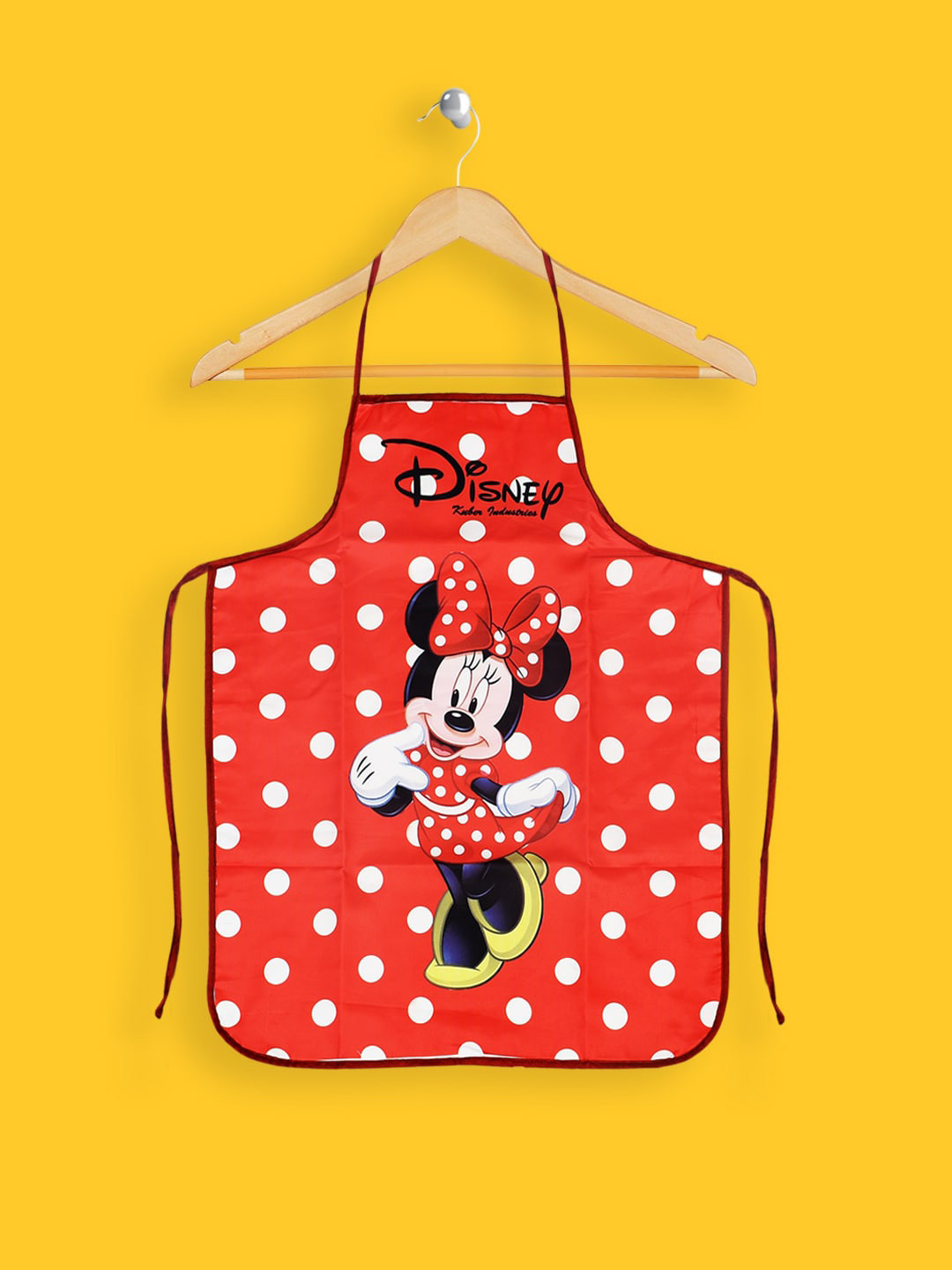 Kuber Industries Unisex Red & White Disney Minnie Print Silk Waterproof Kitchen Apron