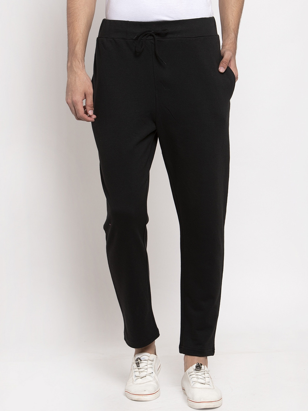 DOOR74 Men Black Solid Track Pant