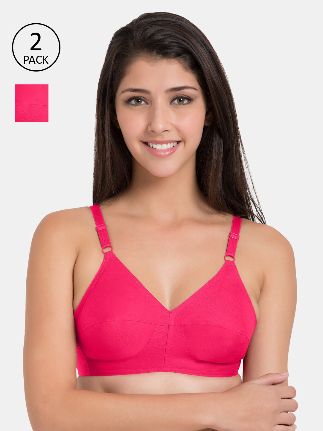 Souminie Pack of 2 Pure Cotton Non Padded Full Coverage U Back Bra