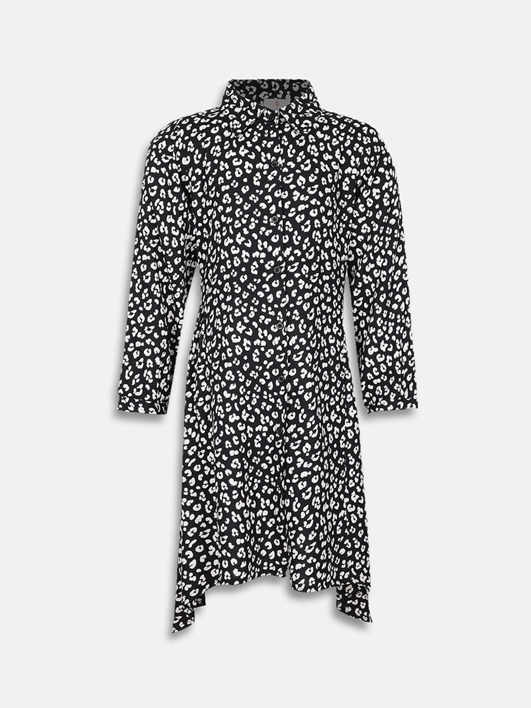Oxolloxo Girls Black Printed Shirt Dress