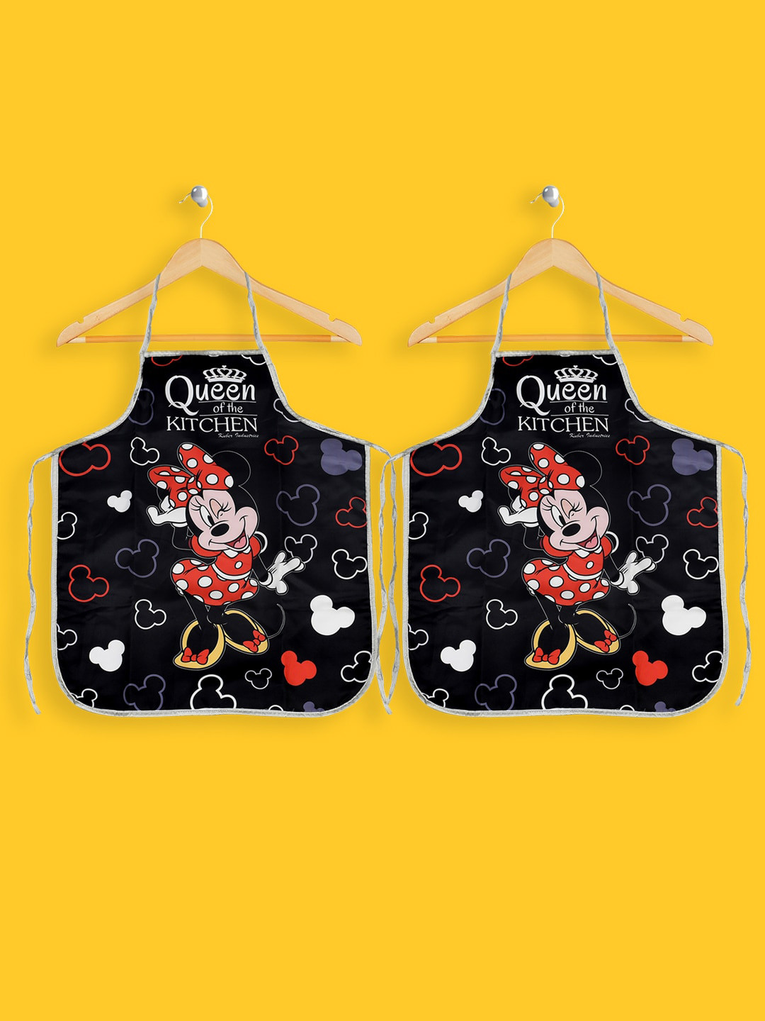 Kuber Industries Unisex Black & Red Printed Silk Apron