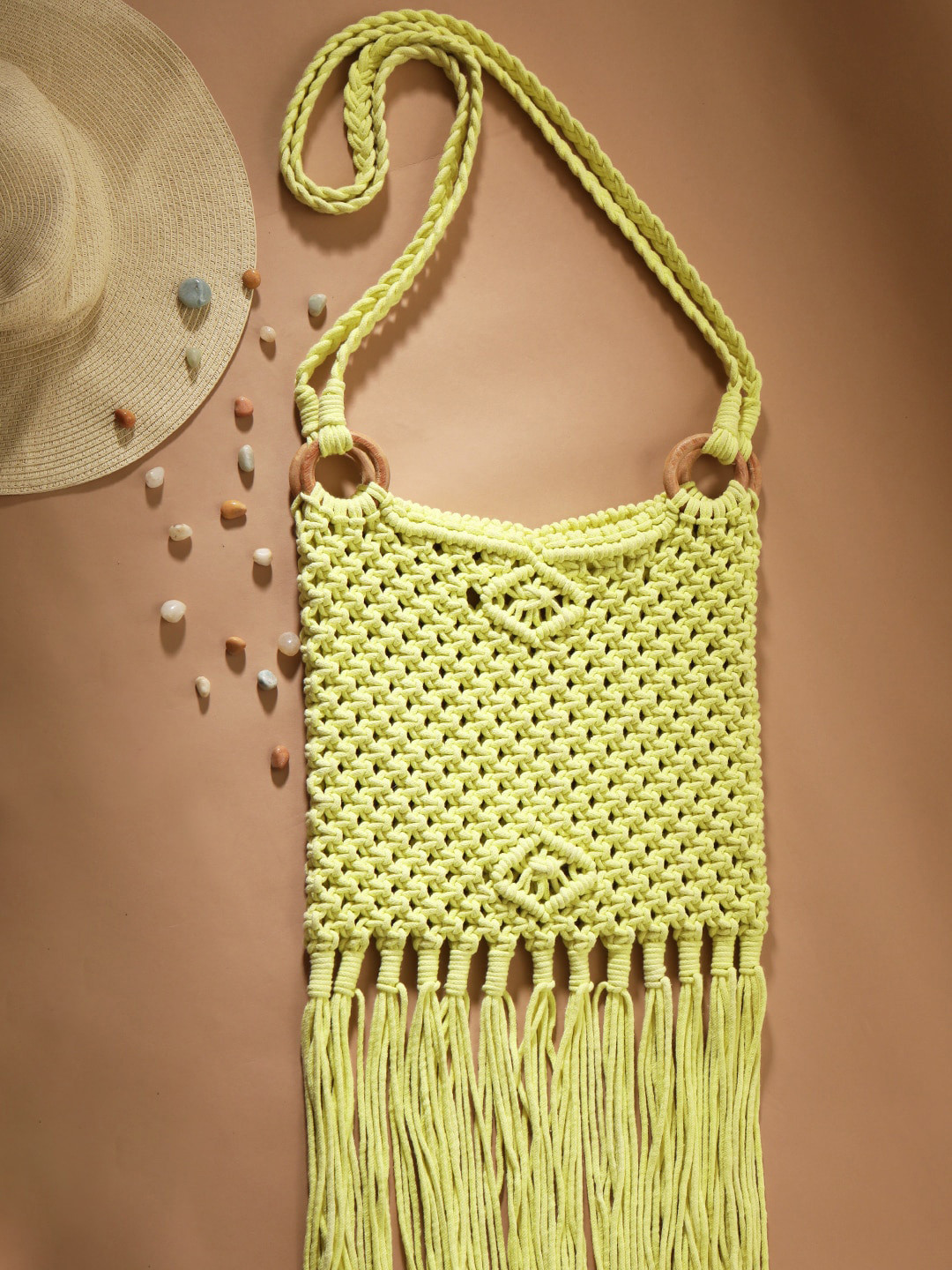 STREET 9 Lime Green Self Design Sling Bag