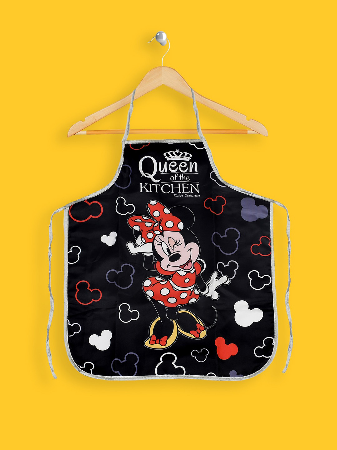 Kuber Industries Unisex Black & Red Disney Minnie Print Silk Waterproof Kitchen Aprons