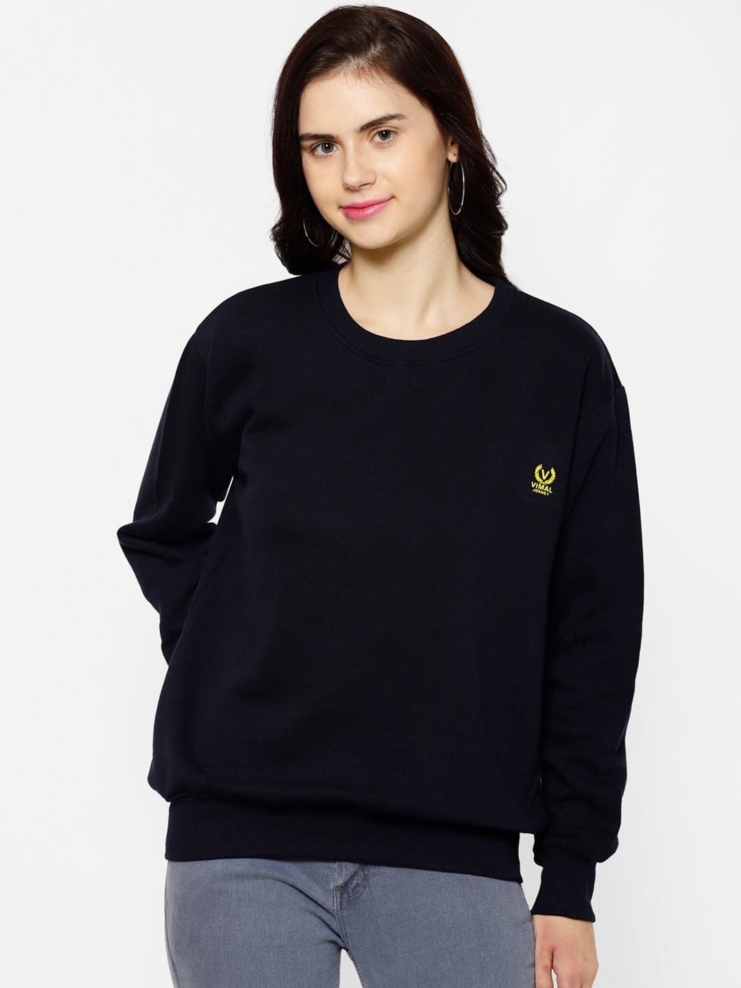 MACK JONNEY Women Blue Solid Sweatshirt