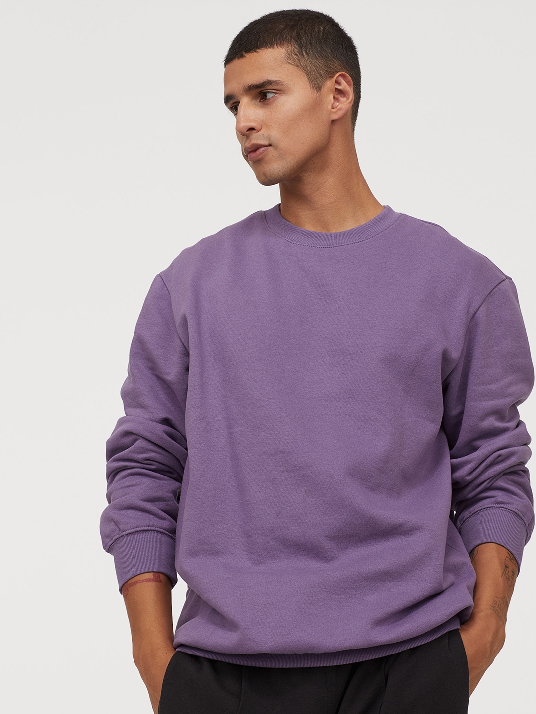 Buy HM Men Purple Solid Sweatshirt Relaxed Fit Sweatshirts for Men  12772744 Myntra