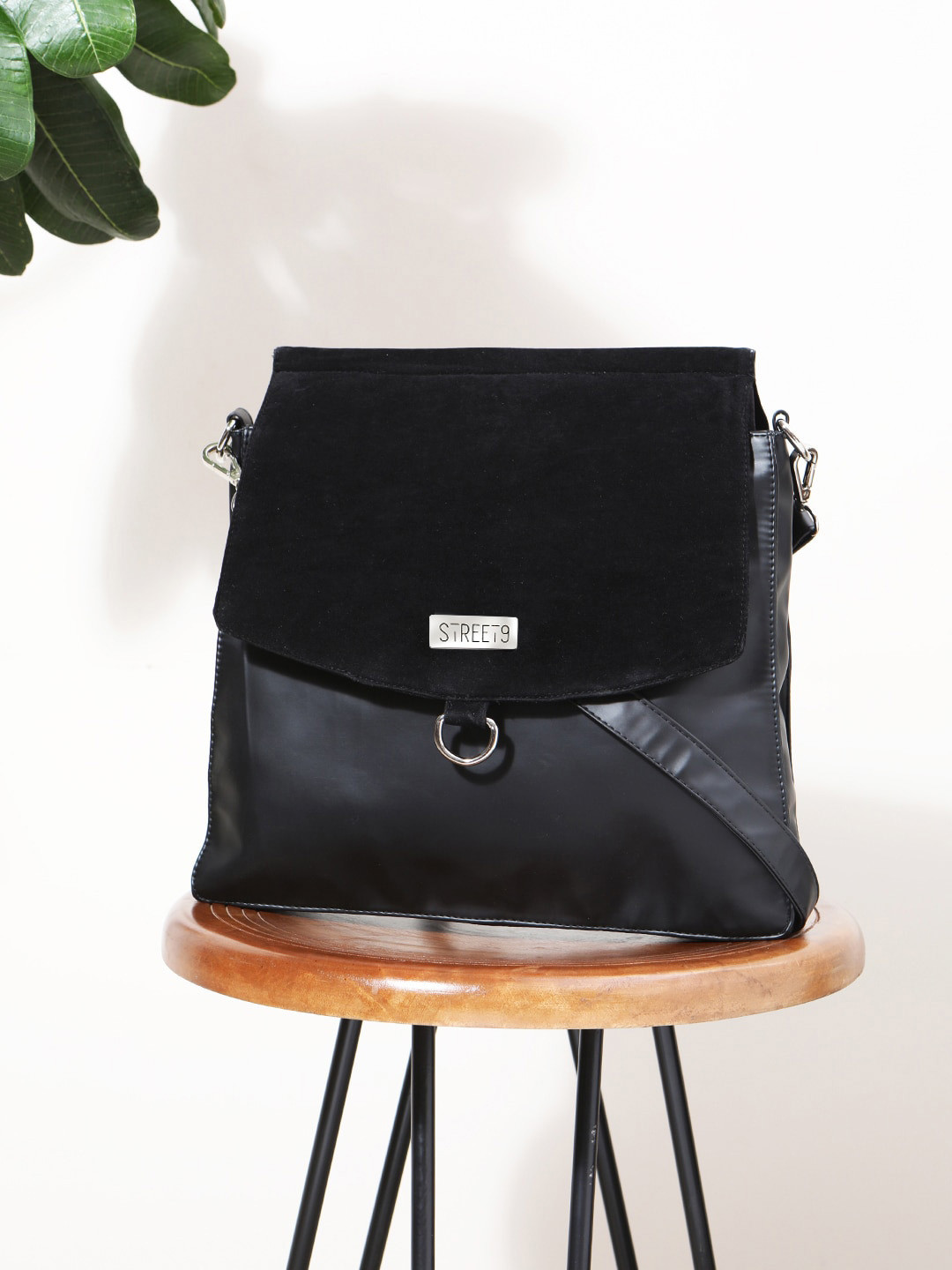 STREET 9 Black Solid Sling Bag