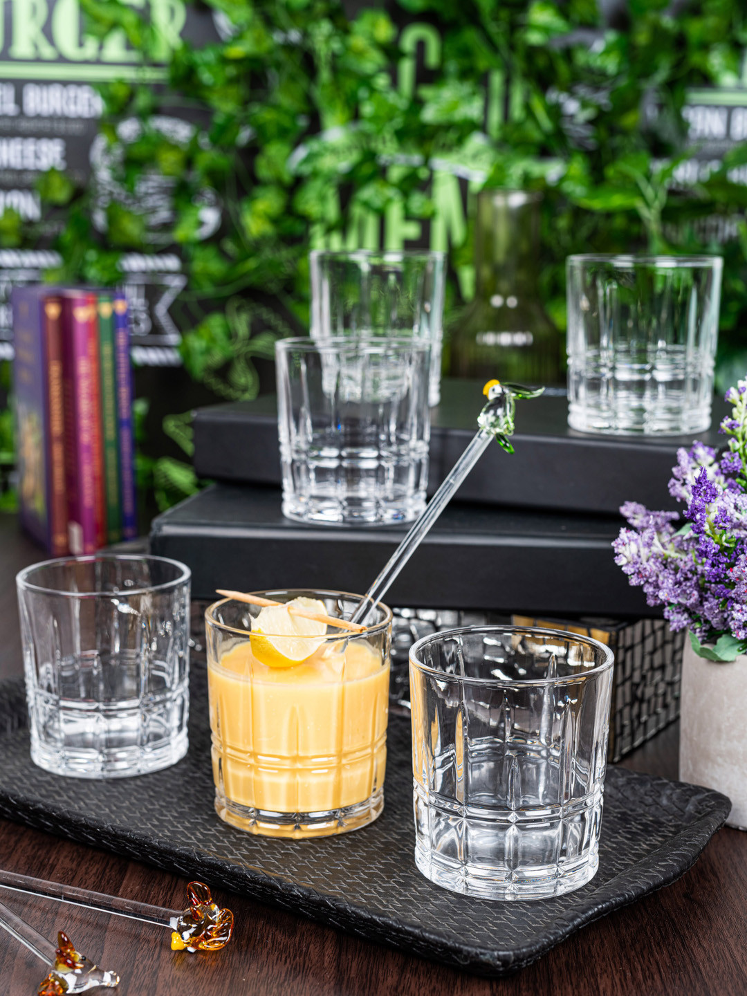 GOODHOMES Set of 6 Transparent Solid Juice Tumbler Glass