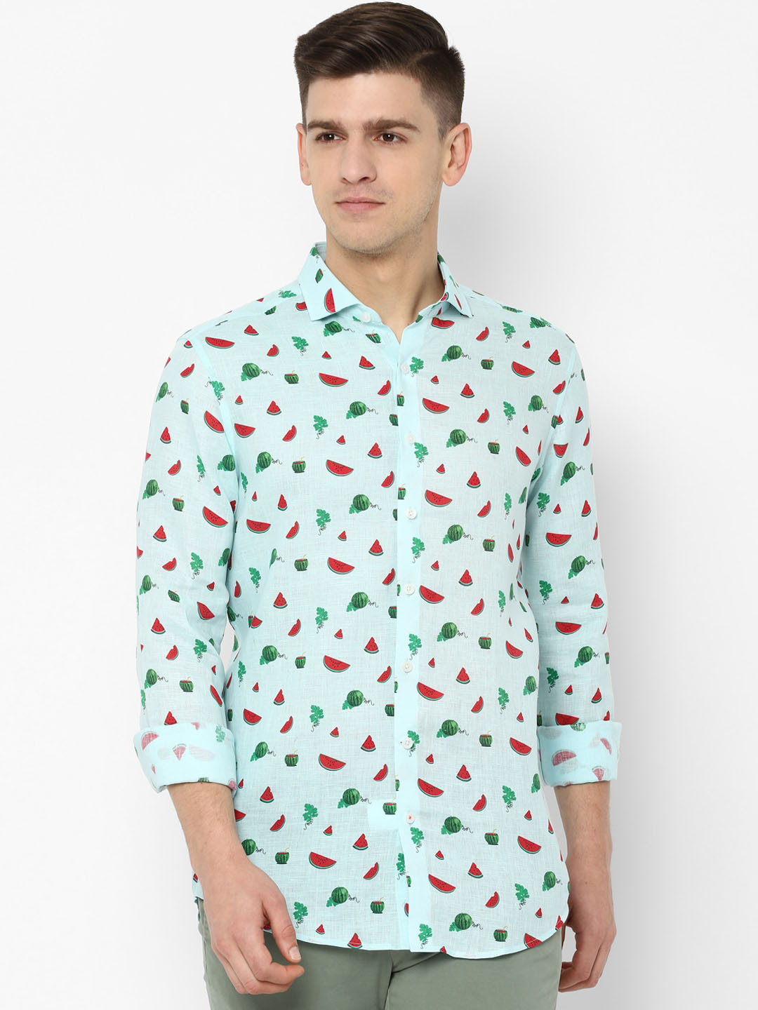 SIMON CARTER LONDON Men Blue & Green Regular Fit Printed Casual Shirt