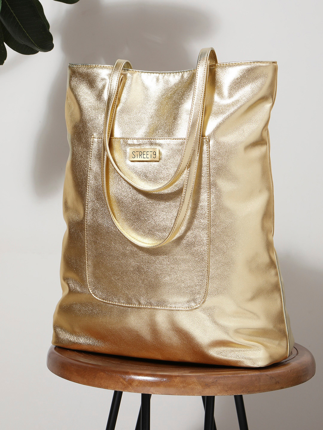 STREET 9 Gold-Toned Solid Shoulder Bag