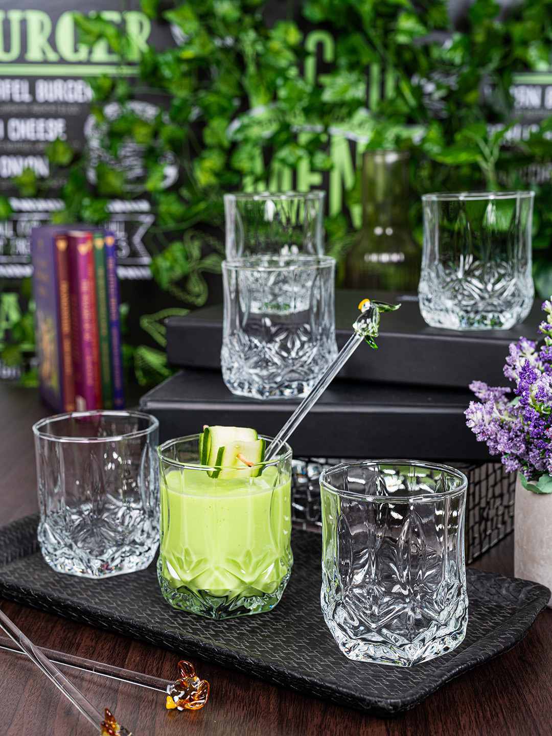 GOODHOMES Set of 6 Transparent Crystal Press Juice Tumbler