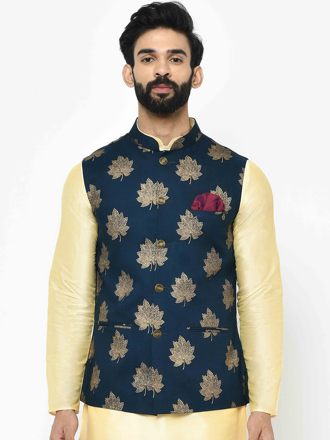 KISAH Men Printed Nehru Jacket