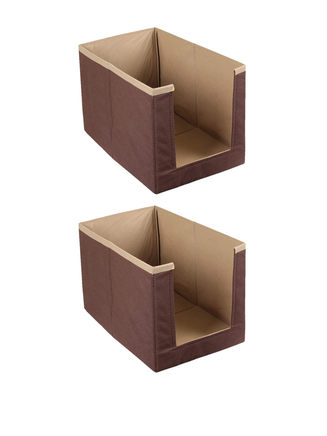 Kuber Industries Set Of 2 Brown Solid Sustainable Shirt Stackers