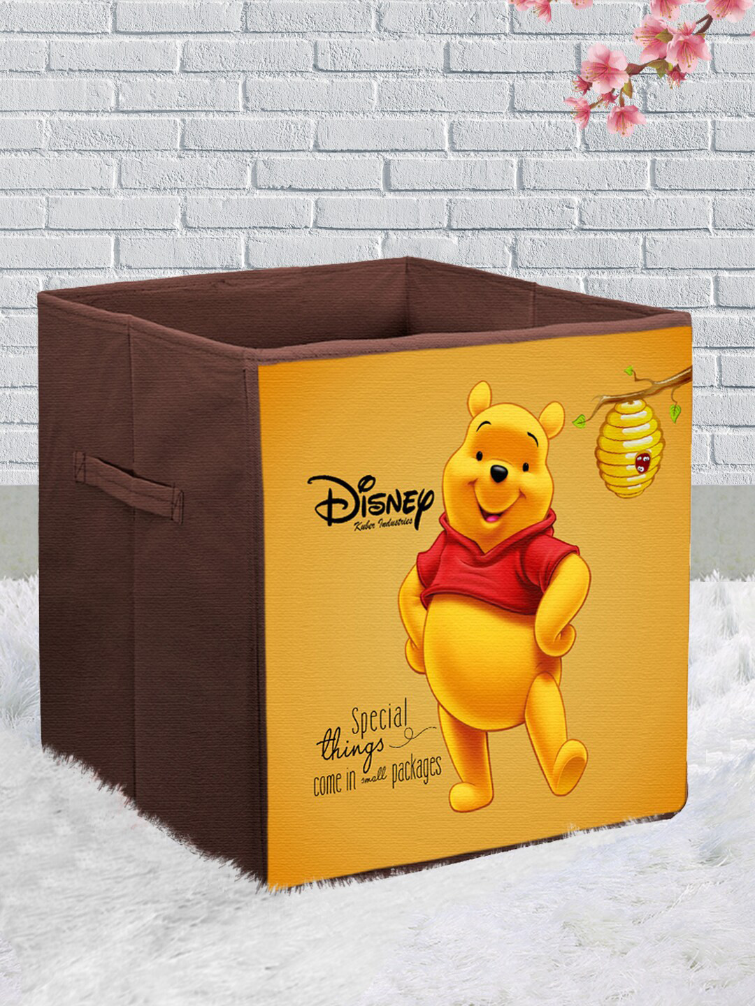 Kuber Industries Yellow & Brown Disney Winnie-The-Pooh Printed Non-Woven Foldable Sustainable Storage Boxes