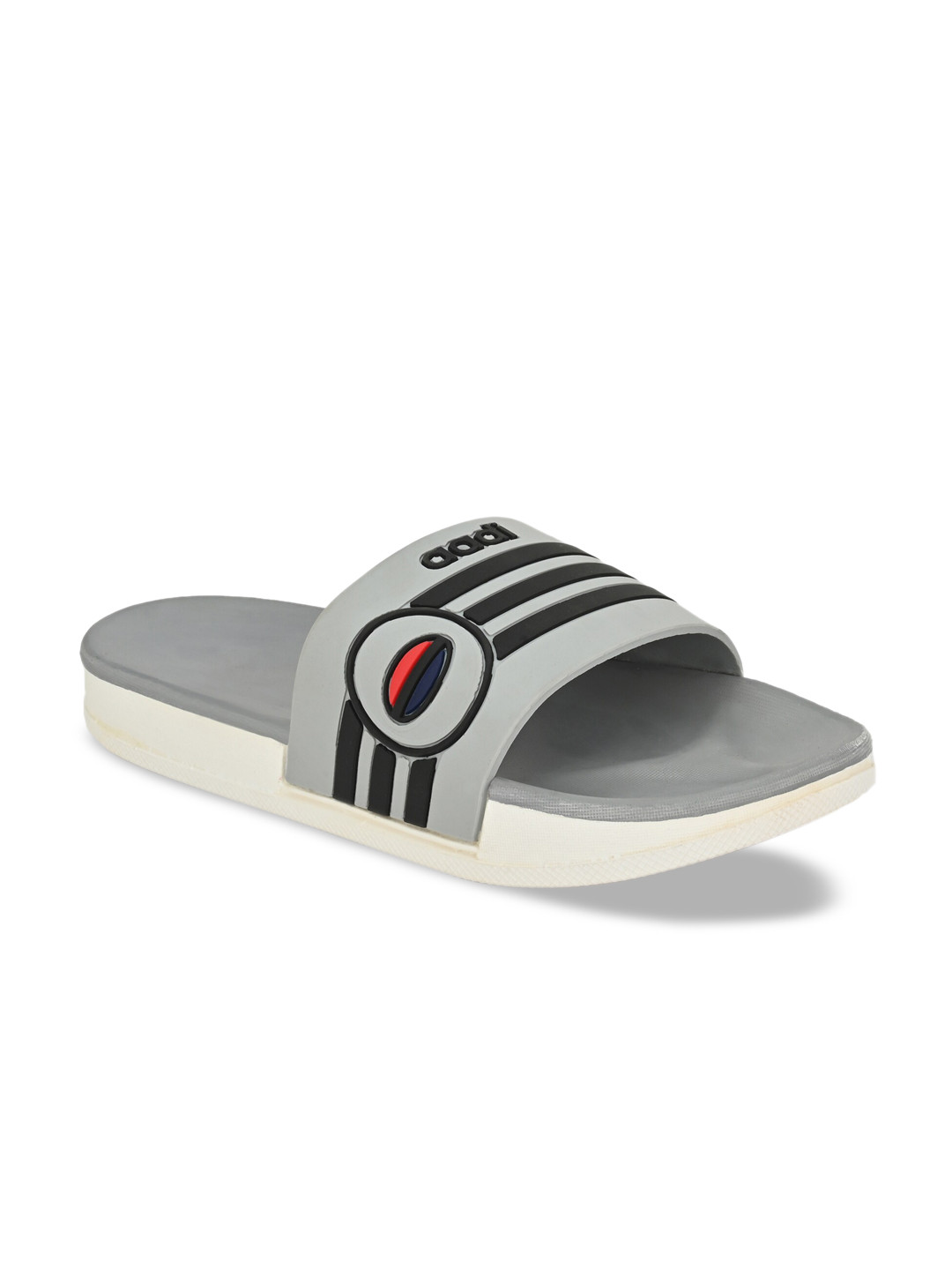 aadi Men Grey & Black Solid Sliders