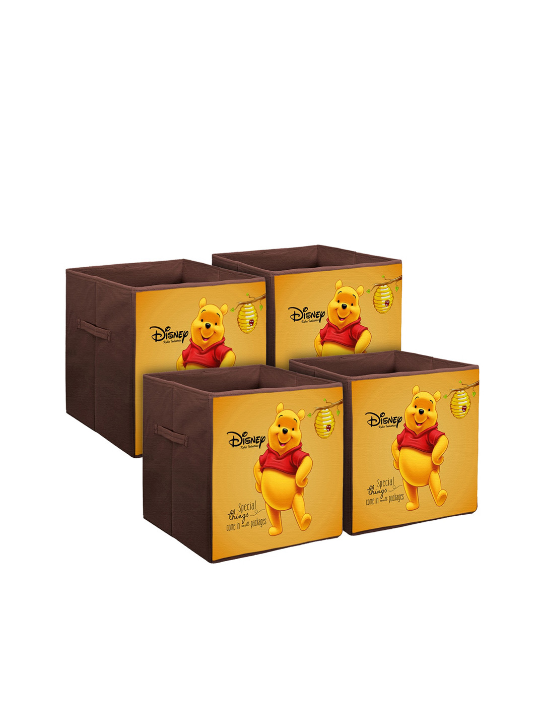 Kuber Industries Set Of 4 Disney Printed Foldable Large Size Multi-Utility Sustainable Storage Cubes With Handle