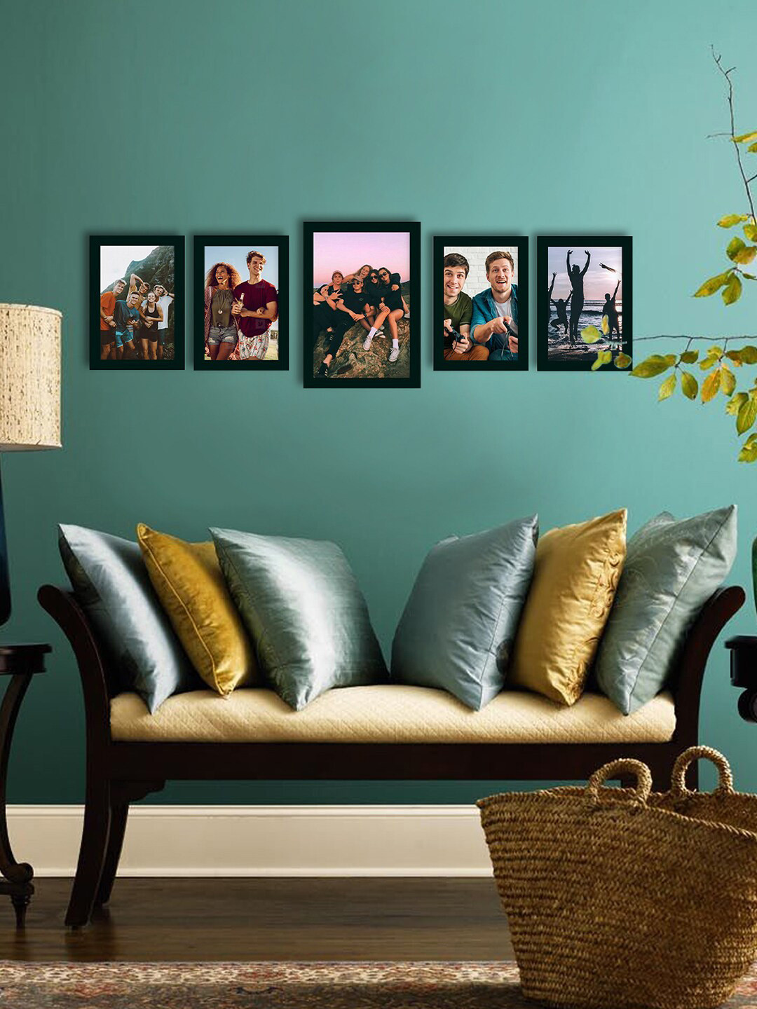 eCraftIndia Set of 5 Black Solid Rectangular Acrylic Photo Frames