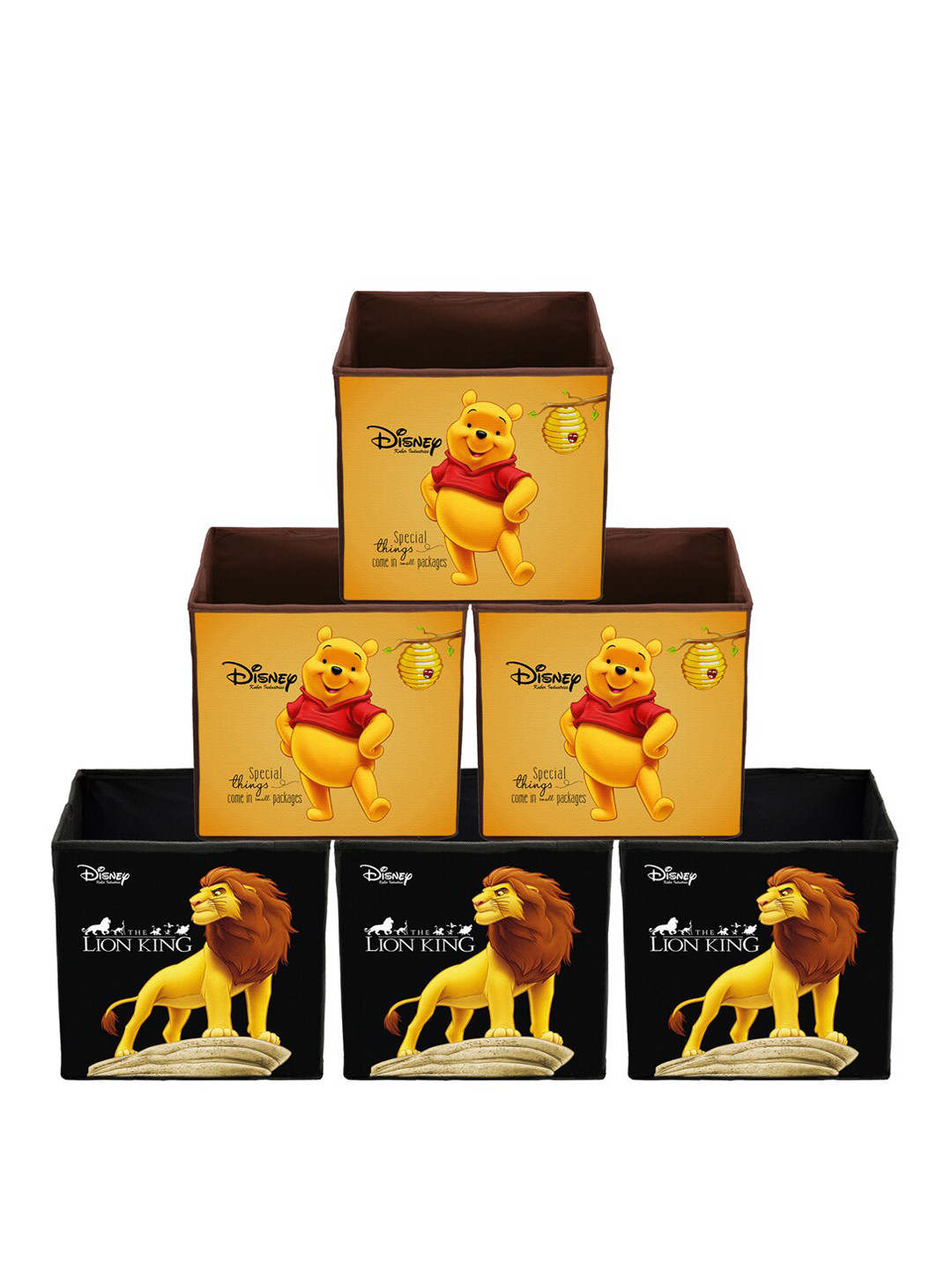 Kuber Industries Set Of 6 Disney Printed Foldable Large Multi-Utility Storage Cubes With Handle