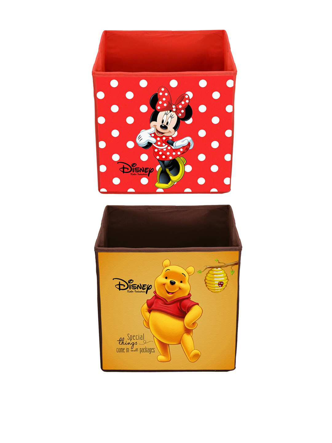 Kuber Industries Set Of 2 Brown & Red Printed Foldable Sustainable Storage Boxes