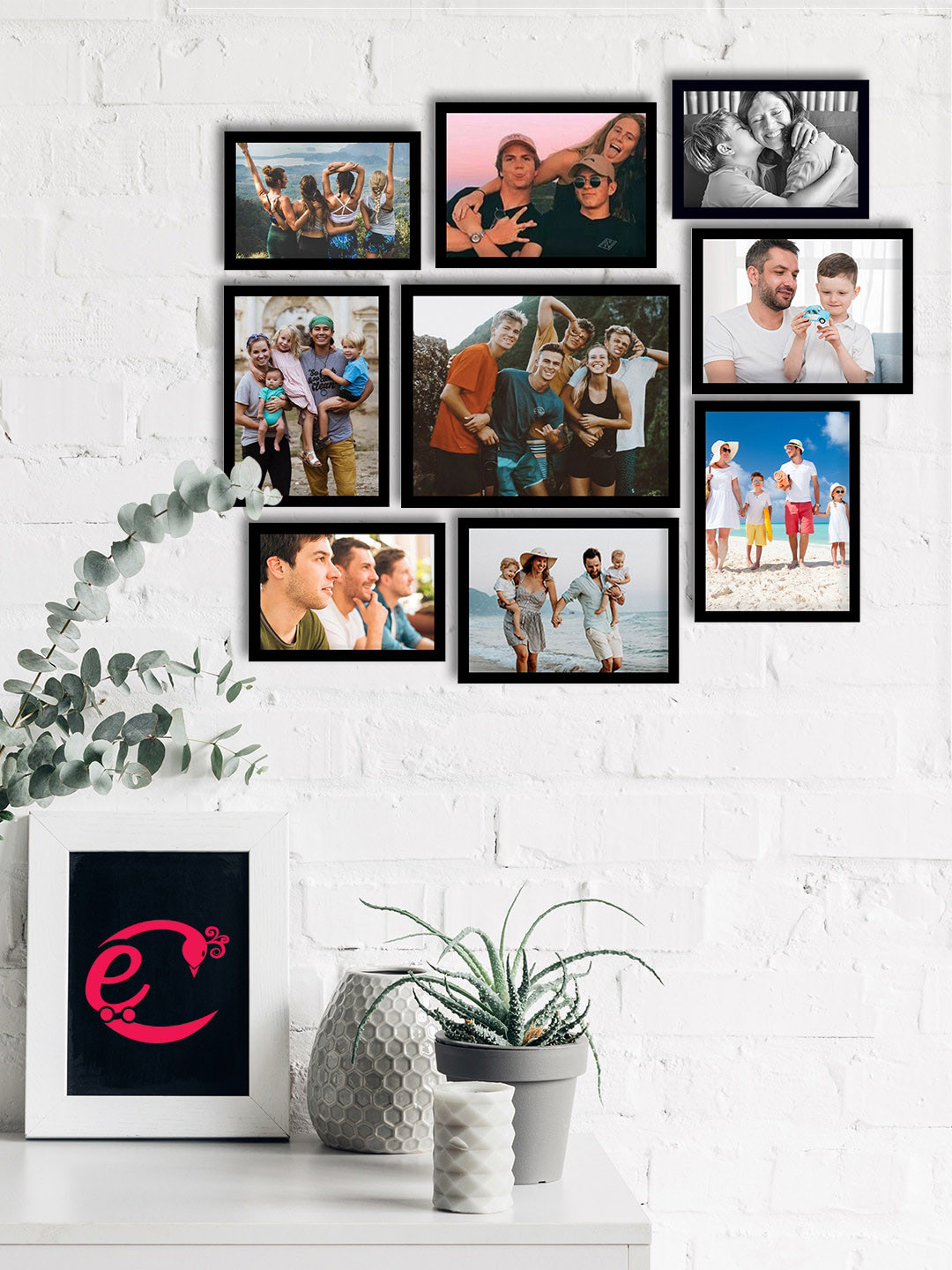 eCraftIndia Set of 9 Memory Wall Collage Photo Frames