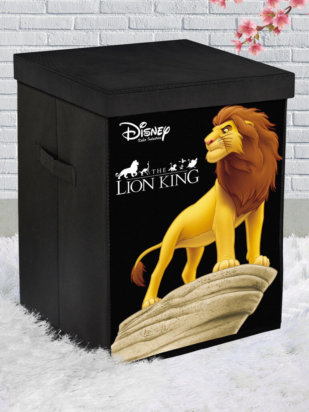 Kuber Industries Unisex Black Printed Disney Foldable Multi-Utility Sustainable Storage Cubes With Handle