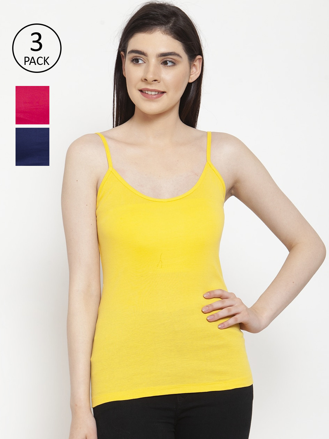 Friskers Women Pack Of 3 Solid Camisoles H-05-06-07-S