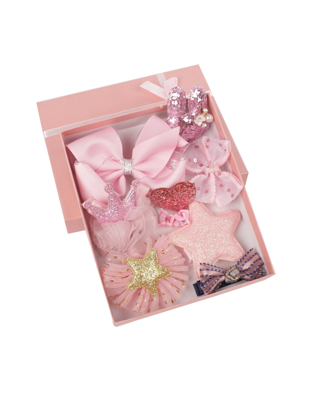 Yellow Bee Girls Pink Set of 4 Embellished Hair Accessory Set