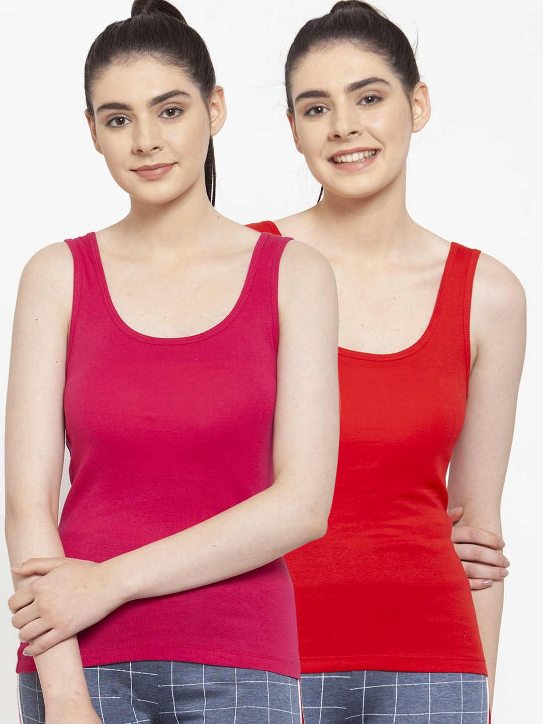 Friskers Women Red Solid Tank Top