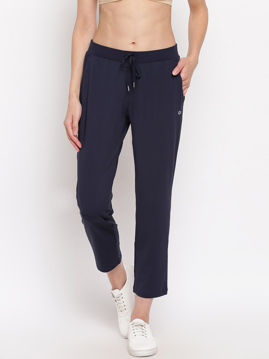 Enamor Women Navy Relaxed Fit Rapid Dry & Antimicrobial Travel Smart Active Pants