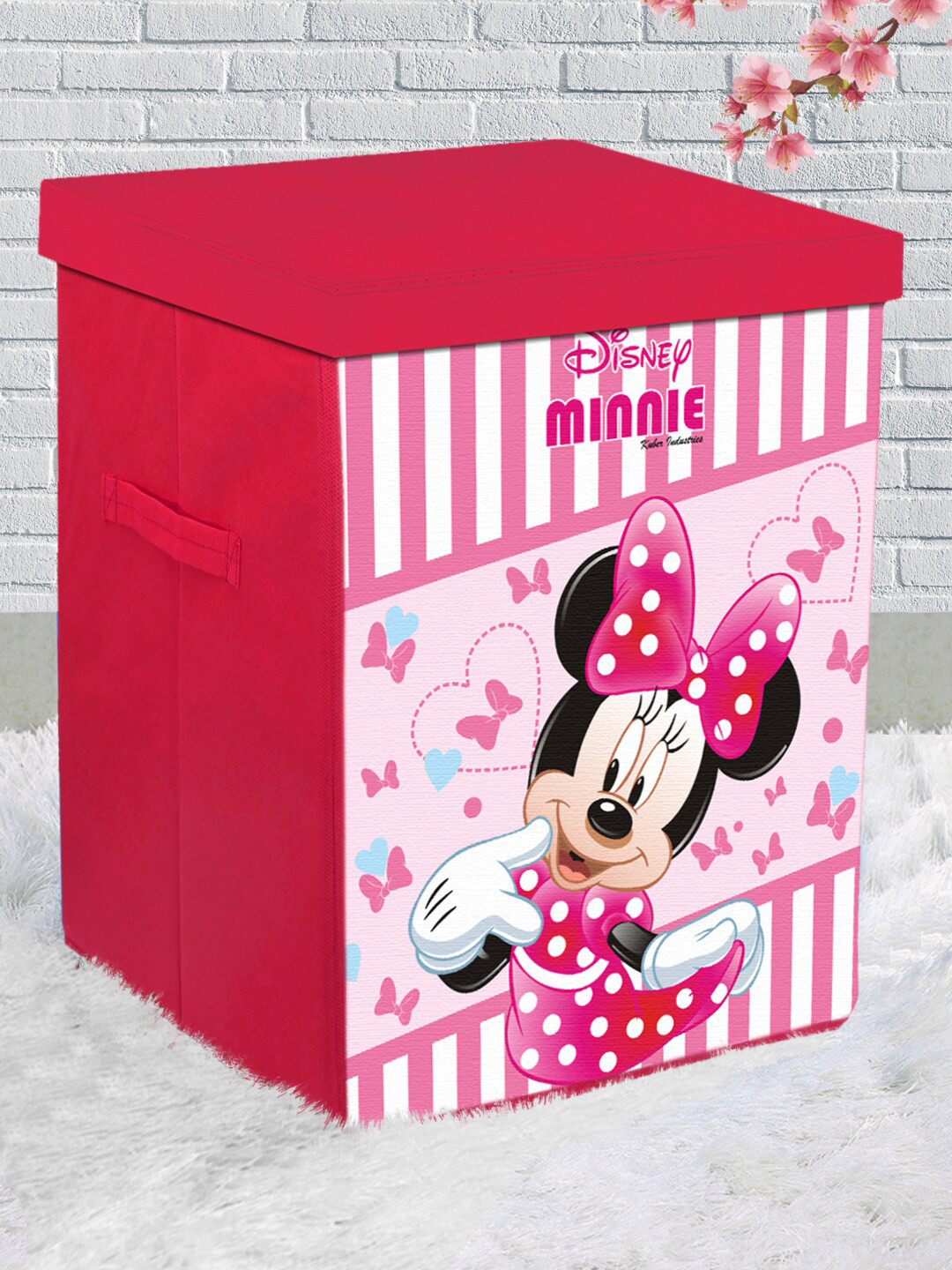 Kuber Industries Pink Disney Foldable Large Multi-Utility Sustainable Storage Cubes With Handle