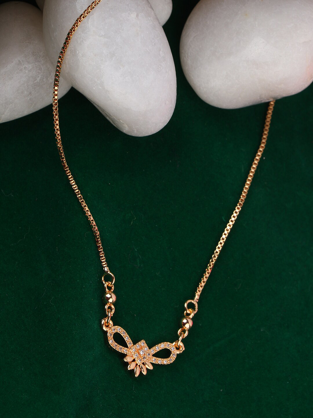 Anikas Creation Gold-Plated AD-Studded Handcrafted Necklace