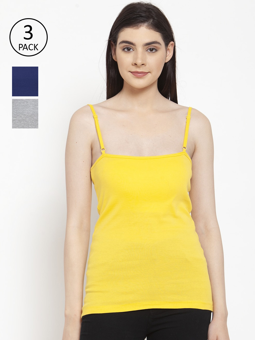 Friskers Women Pack Of 3 Solid Camisoles E-04-05-06-S