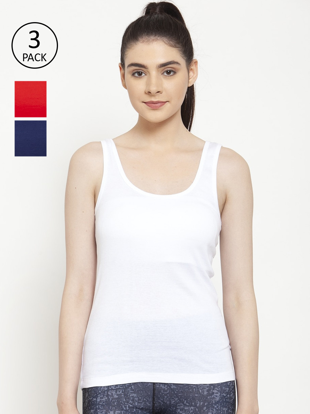 Friskers Women White Solid Tank Top