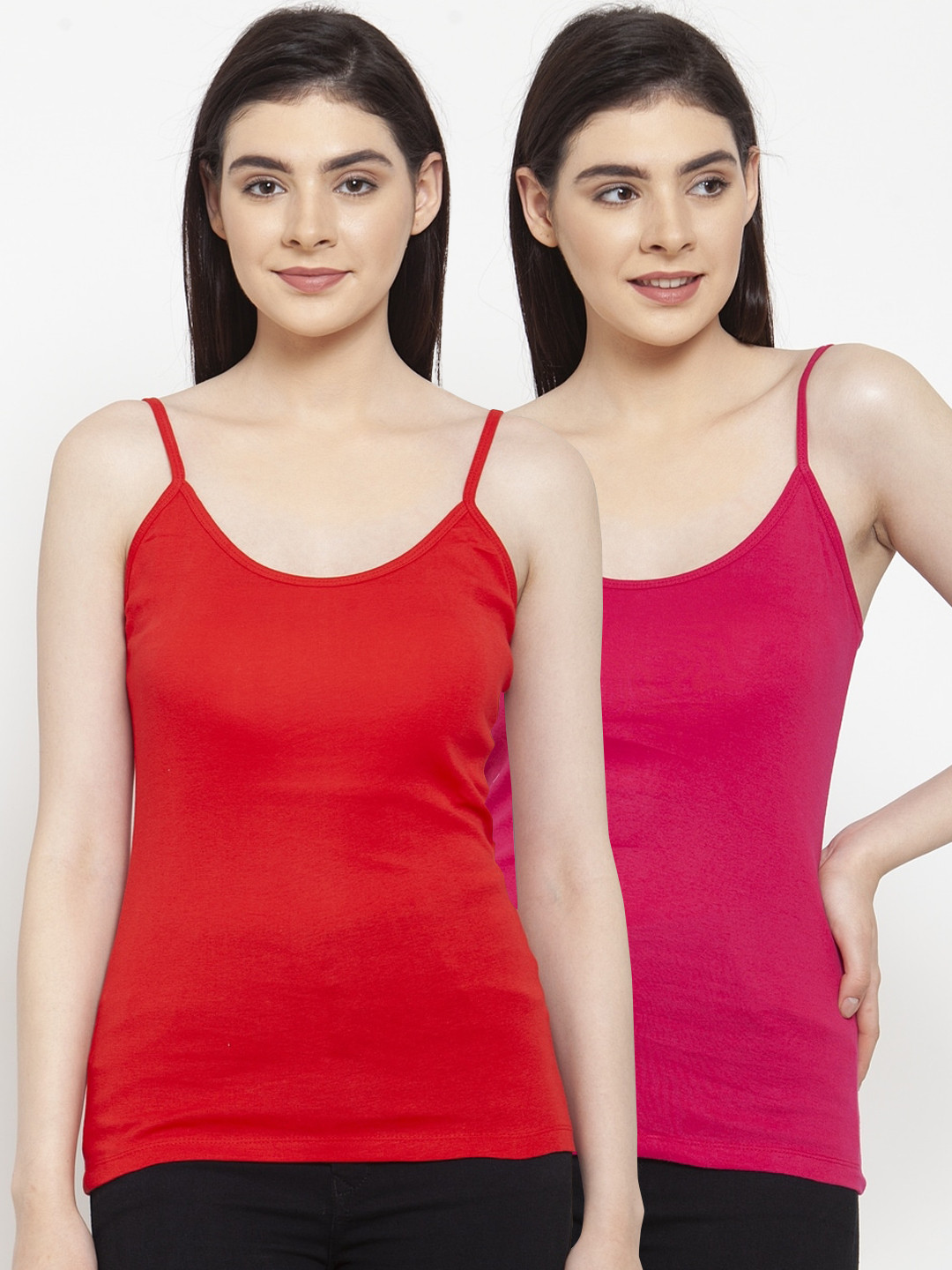 Friskers Women Pack Of 2 Solid Camisoles H-03-07-S