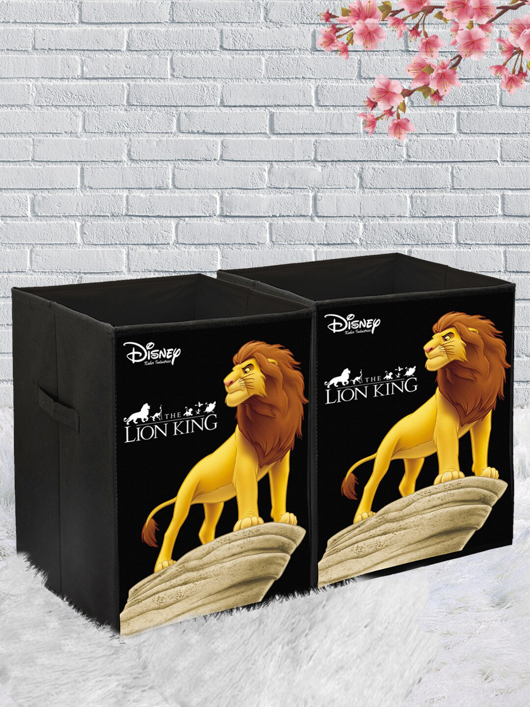 Kuber Industries Set Of 2 Black & Yellow Disney Lion King Printed Foldable Sustainable Organisers