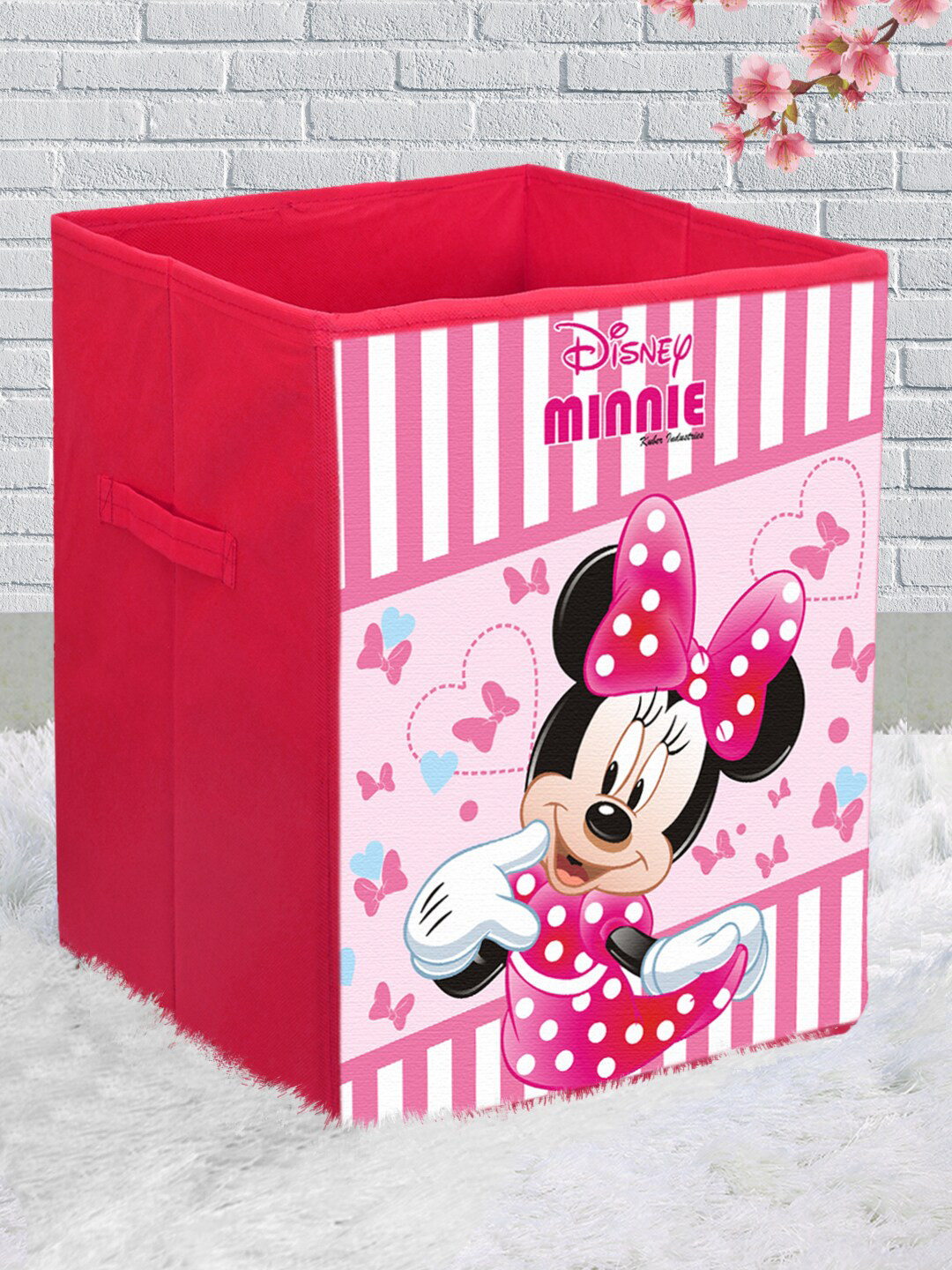 Kuber Industries Pink Printed Disney Foldable Multi-Utility Sustainable Storage Cube With Handle