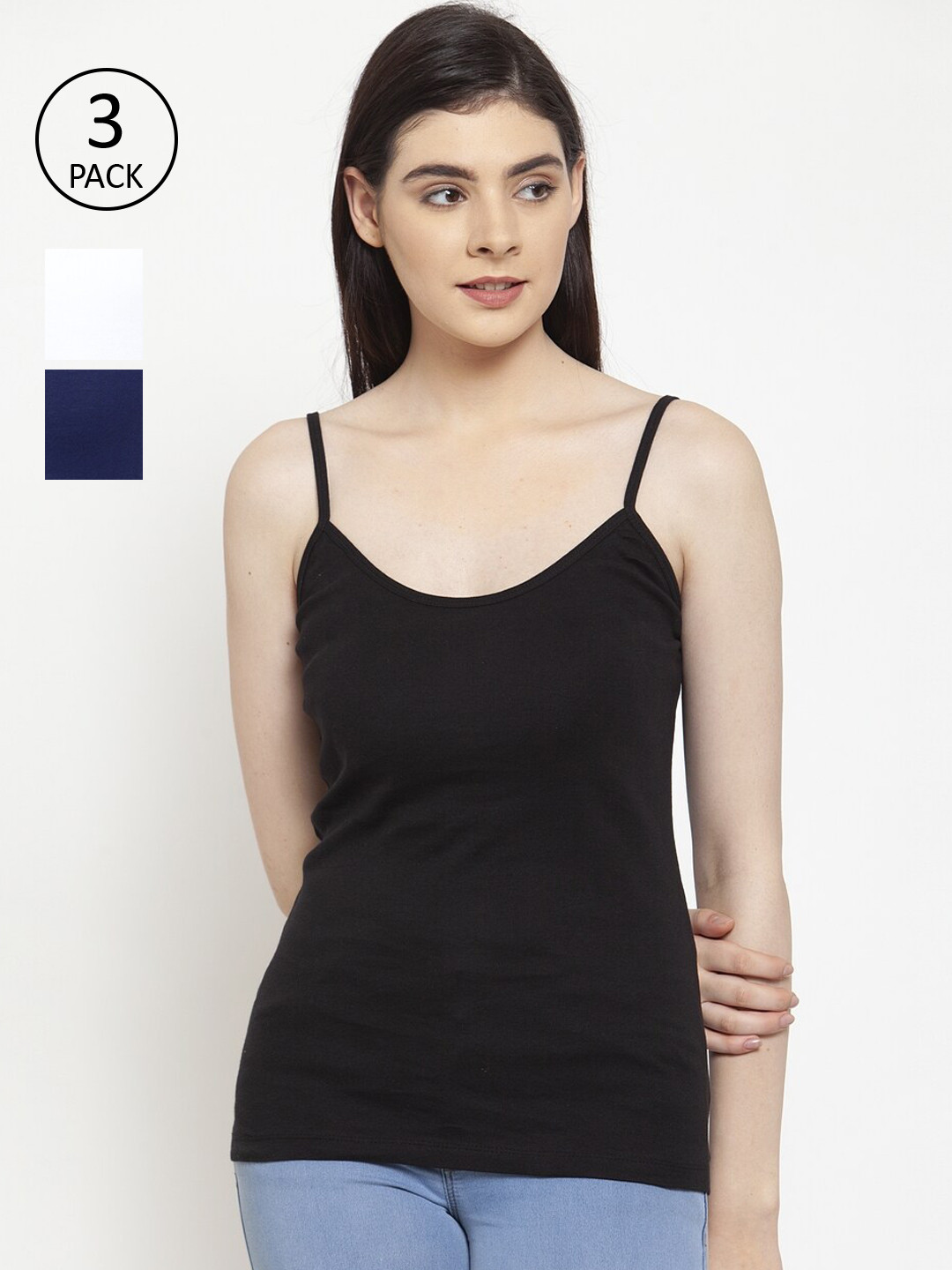 Friskers Women Pack Of 3 Solid Camisoles H-01-02-05-S