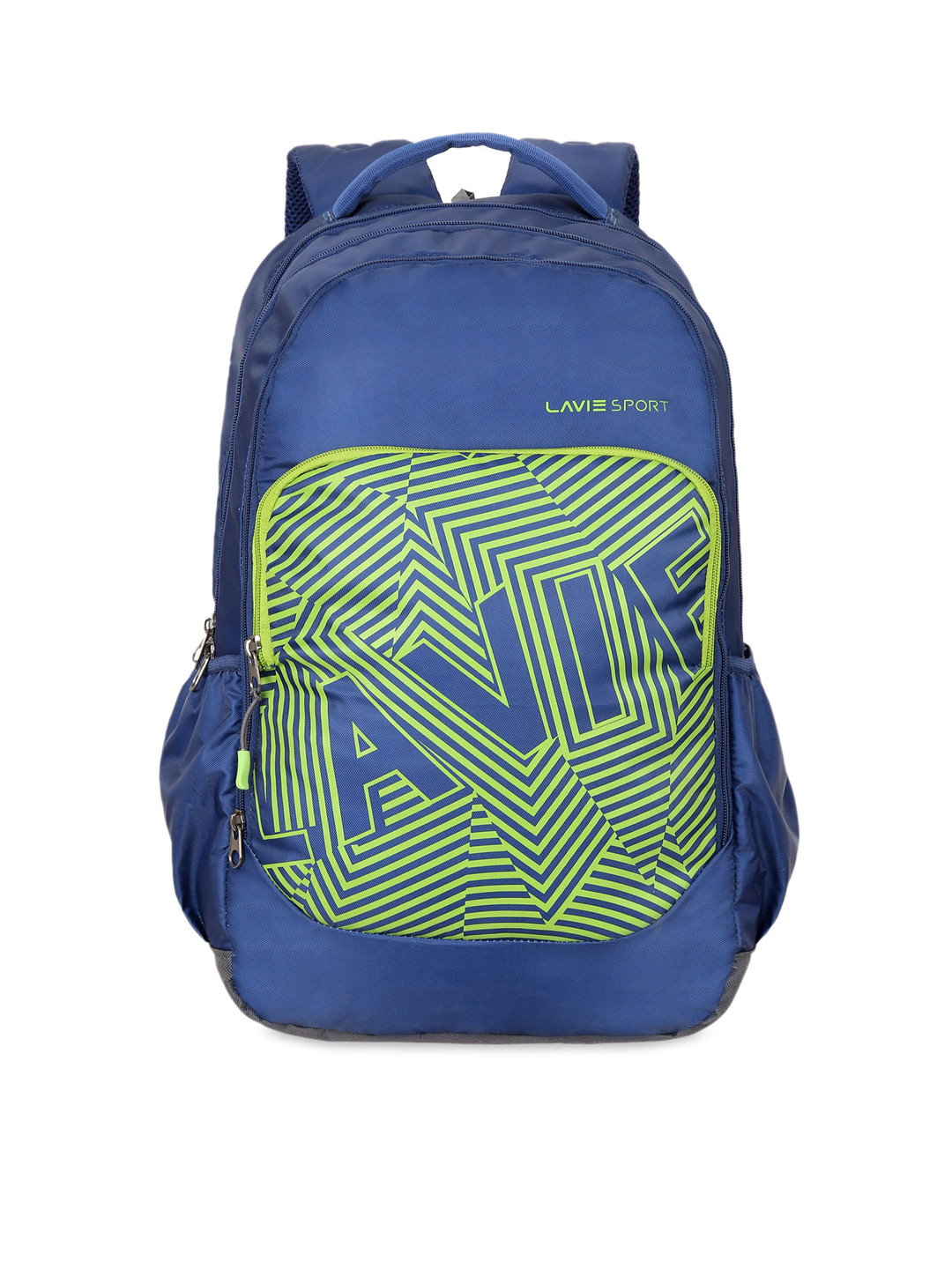 LAVIE SPORT Unisex Navy Blue & Green Brand Logo Backpack