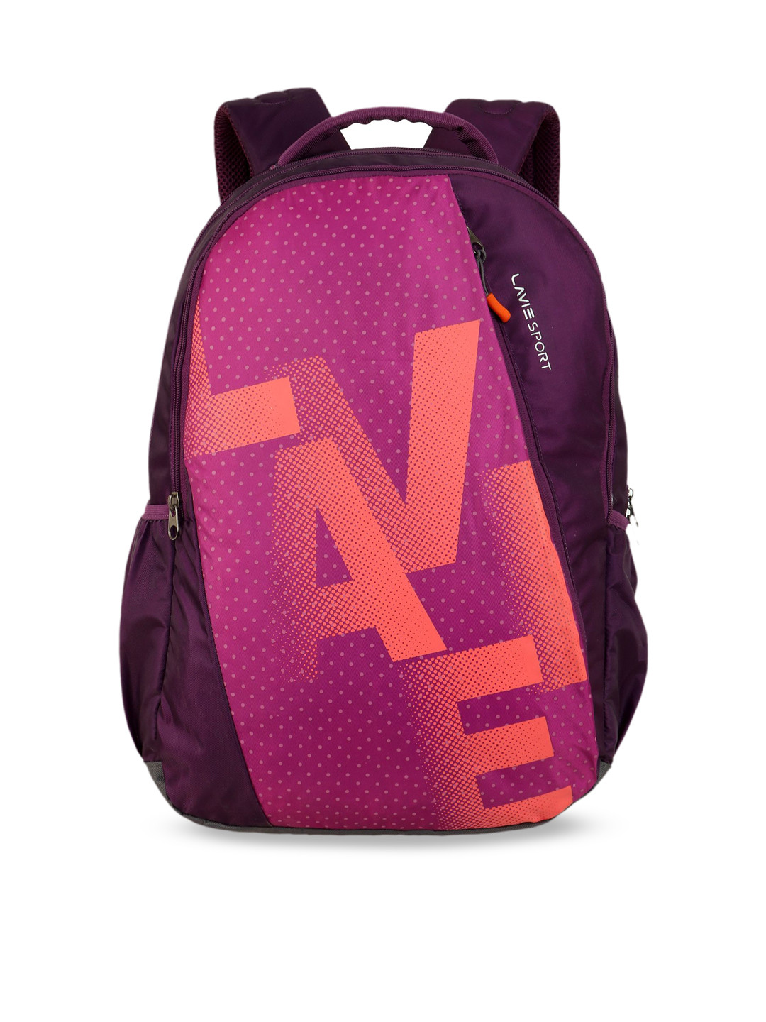 LAVIE SPORT Unisex Purple & Orange Typography Backpack