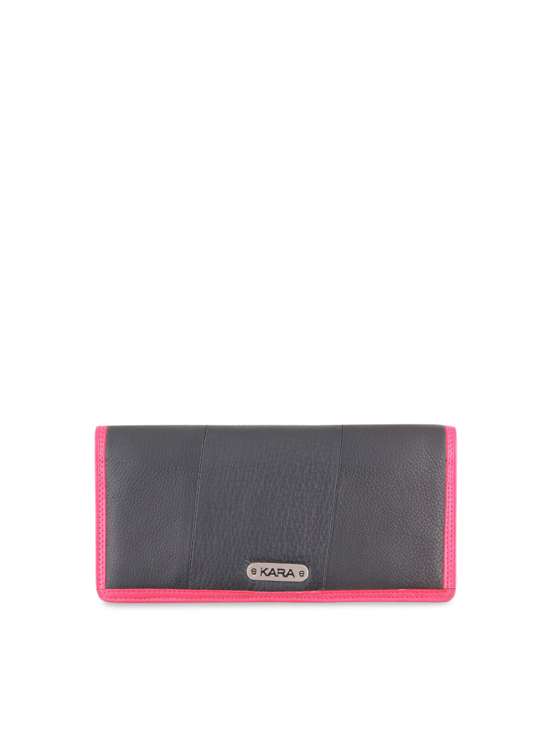 Kara Grey Textured Leather Purse Clutch