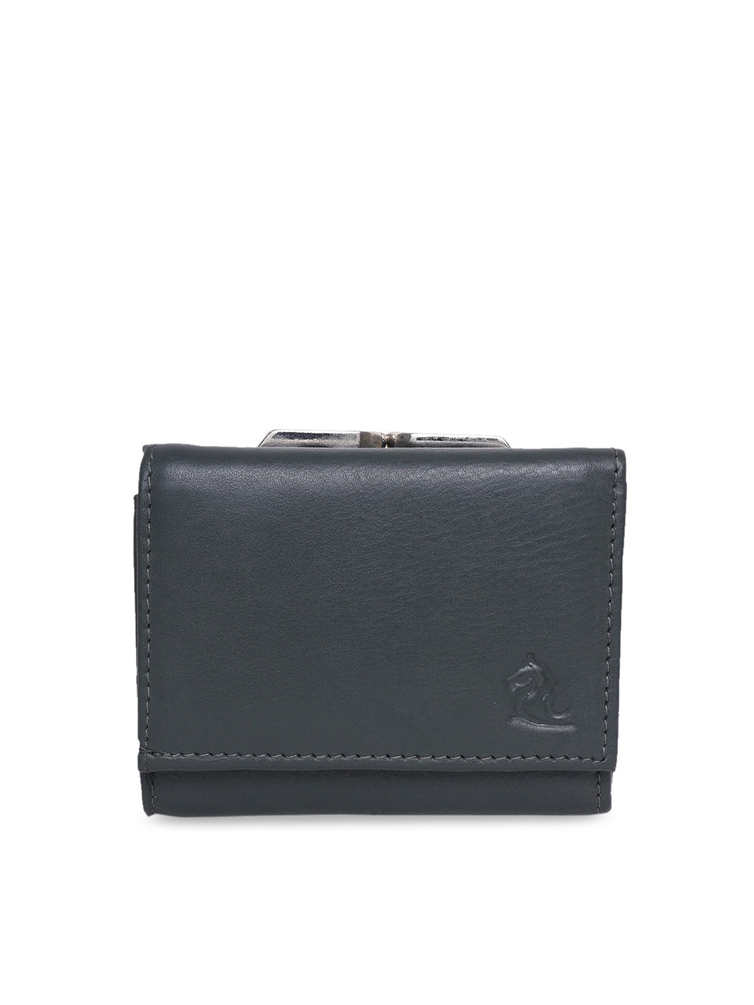 Kara Women Olive Green Solid Three Fold Leather Wallet